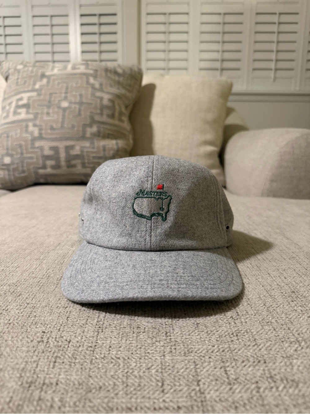 Masters Grey Wool Cap with Green & Red Embroidered Logo
